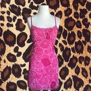 Vintage 90s Y2K Byer Too Pink Paisley Dress S fairy bobo whimsy